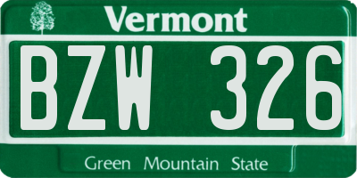 VT license plate BZW326