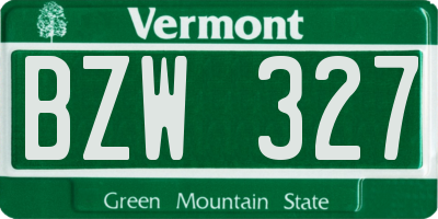 VT license plate BZW327
