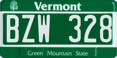 VT license plate BZW328