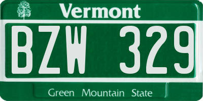 VT license plate BZW329