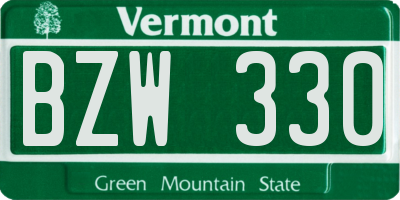 VT license plate BZW330