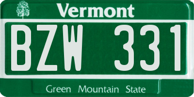 VT license plate BZW331