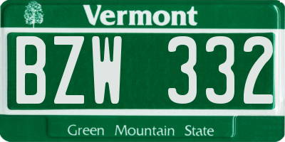 VT license plate BZW332