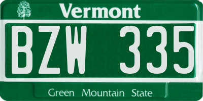 VT license plate BZW335