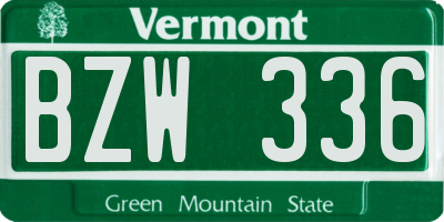 VT license plate BZW336