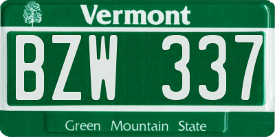 VT license plate BZW337