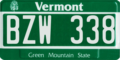 VT license plate BZW338