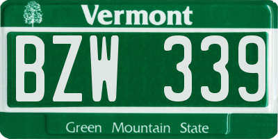 VT license plate BZW339