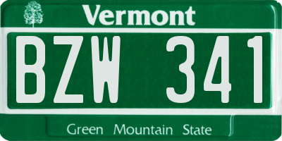 VT license plate BZW341