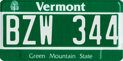 VT license plate BZW344