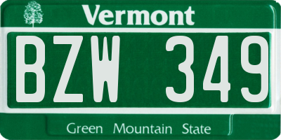 VT license plate BZW349