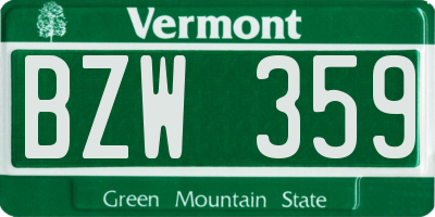 VT license plate BZW359