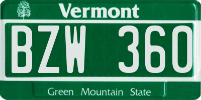 VT license plate BZW360