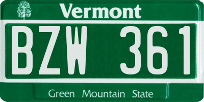 VT license plate BZW361