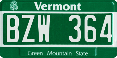 VT license plate BZW364