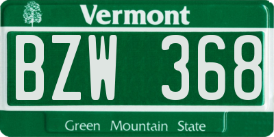 VT license plate BZW368