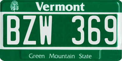 VT license plate BZW369