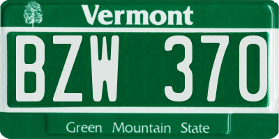 VT license plate BZW370