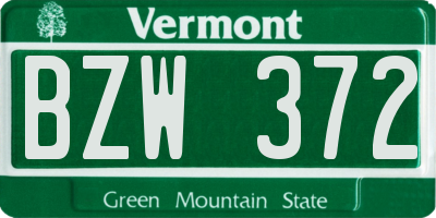 VT license plate BZW372