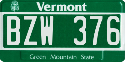 VT license plate BZW376