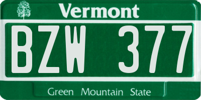 VT license plate BZW377