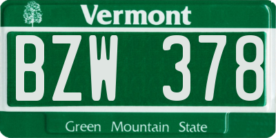 VT license plate BZW378