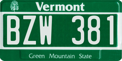 VT license plate BZW381