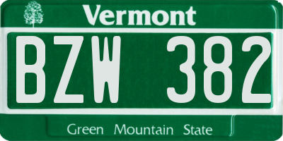 VT license plate BZW382