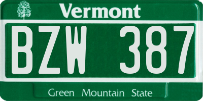 VT license plate BZW387