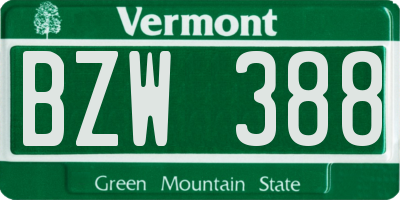 VT license plate BZW388
