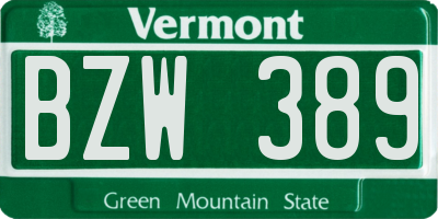 VT license plate BZW389