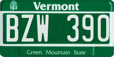 VT license plate BZW390