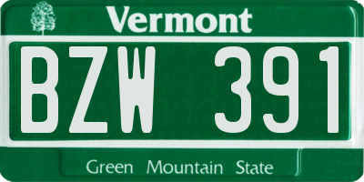 VT license plate BZW391