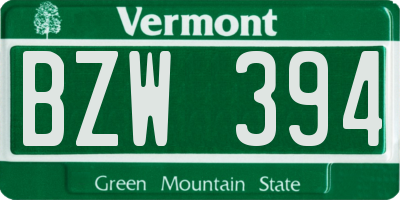 VT license plate BZW394