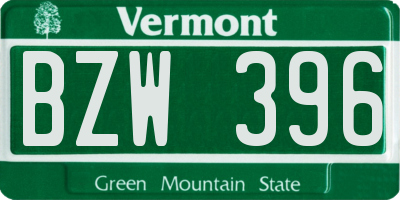VT license plate BZW396