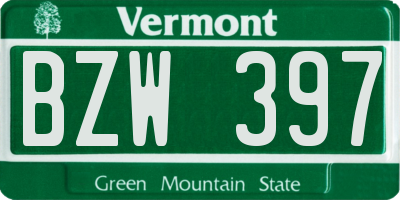 VT license plate BZW397