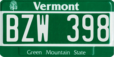 VT license plate BZW398