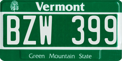 VT license plate BZW399