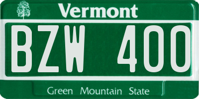 VT license plate BZW400