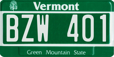 VT license plate BZW401