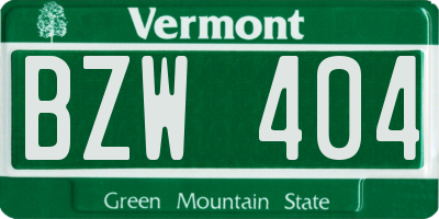 VT license plate BZW404