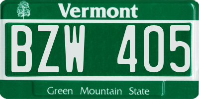 VT license plate BZW405