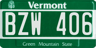VT license plate BZW406