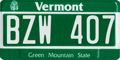 VT license plate BZW407