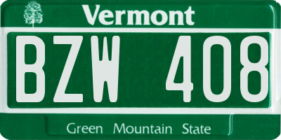 VT license plate BZW408