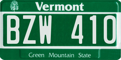 VT license plate BZW410