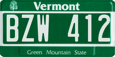 VT license plate BZW412