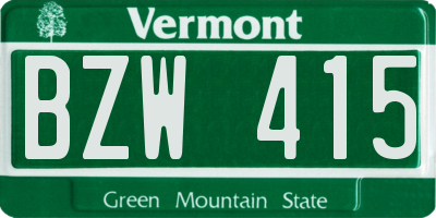 VT license plate BZW415