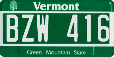 VT license plate BZW416