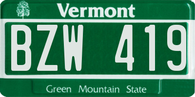 VT license plate BZW419